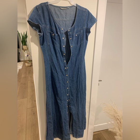 Vintage jean button-up dress size 7 - Picture 1 of 3